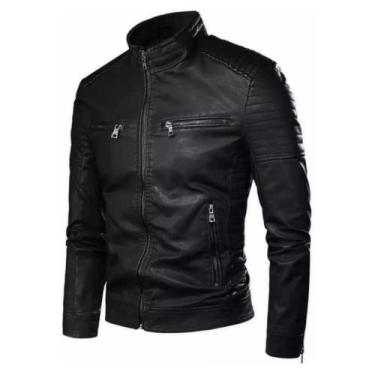 Imagem de Jaqueta Masculina De Couro Slim Fit Casual - WEBD, Preto, GG