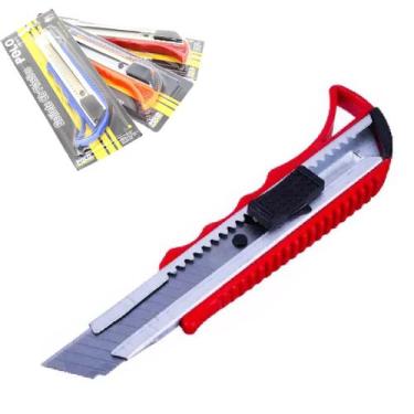 Imagem de Estilete Profissional De Metal Multiuso 18mm Com Trava Corte - Equipe 