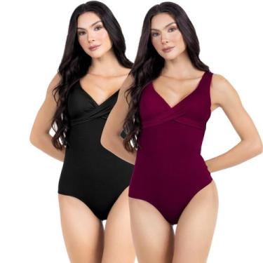 Imagem de Maiô Body Efeito Chapa Barriga Kit 2 Peças Feminino Com Bojo - HYPE MO