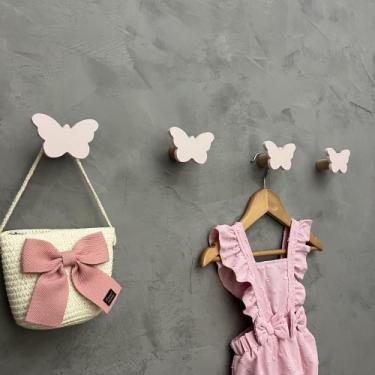 Imagem de 5 Ganchos de parede infantil menina decoração formatos rosa - Souvenir