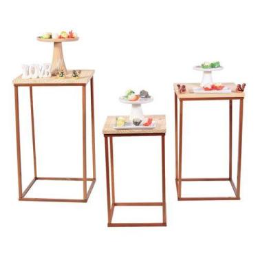 Imagem de Conjunto De Mesas Retangular Para Festa 3 Peças Desmontavel - Casa Úti