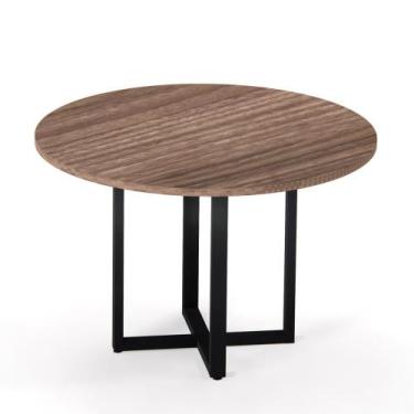 Imagem de Mesa de Reunião Redonda Tubular P25 Pandin 1,10 M Walnut e Preto