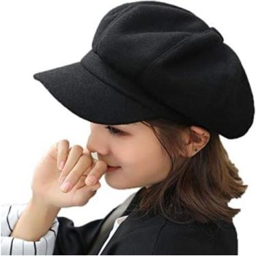 Imagem de Boina Feminina Gorro Chapéu Francesa Aveludada Elegante Com Aba - Macv