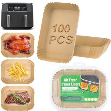 Imagem de WEBROIL Forros de fritadeira de ar de papel descartáveis, papel manteiga para fritadeira de ar duplo ninja, forro de airfryer Ninja FG551 DZ201 DZ401, papel de cozimento retangular antiaderente para