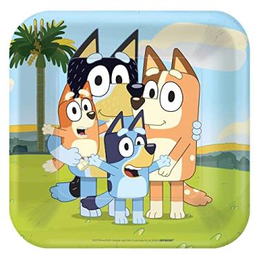 Imagem de amscan Placas quadradas azuis - 23 cm | multicoloridas | 8 peças.