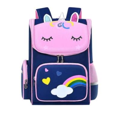 Imagem de Mochila Escolar Infantil com Desenho Unicórnio Azul - Prime Utilidades