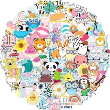Imagem de 300 peças de adesivos estéticos para adultos e crianças, adesivos de garrafa de água boho, adesivos fofos de kawaii a granel, adesivos de vinil à prova d'água para laptop e guitarra para meninas e mulheres