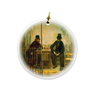 Imagem de Rikki Knight Elio Raffaelli Art Bebedores de absinto design redondo porcelana dois lados ornamentos de Natal