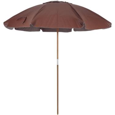 Imagem de Guarda Sol 2,40 Metros Marrom Em Bagum Caiobá Alumínio Com Vareta De Fibra Bel