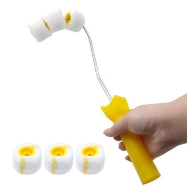 Imagem de Rolo de pintura de tubo com kit de alça para tubo de gás redondo, tubo de água, tubo de fogo, tubo de cerca ou superfície arqueada | 3 peças micro finas e 3 peças alternativas de rolos de fibra áspera