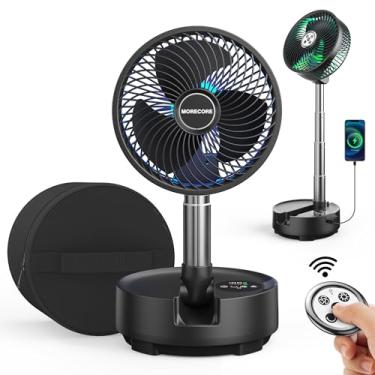 Imagem de MORECORE Ventilador de chão recarregável de 20000 mAh para esteira embaixo da mesa, dobrável e extensível, ventilador oscilante de 9 velocidades de tempo de execução de 112 horas para bicicleta