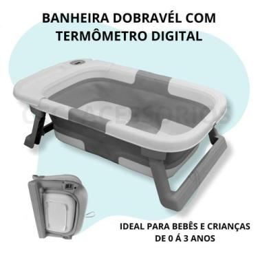 Imagem de Banheira De Banho Para Bebe Com Termômetro Digital Dobrável - DIMPORTE