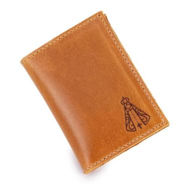 Imagem de Carteira Porta Cartão Em Couro Modelo Masculino Estampa Nossa Senhora 