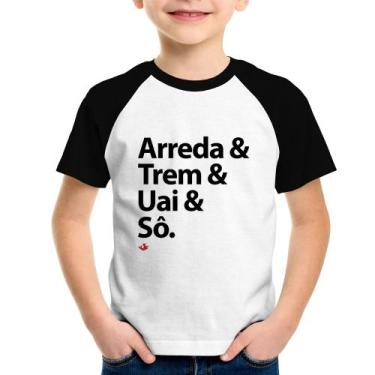 Imagem de Camiseta Raglan Infantil Arreda & Trem & Uai & Sô - Foca na Moda, Bran