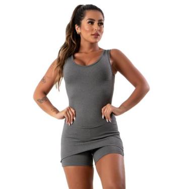 Imagem de Macaquinho Saia Tapa Bumbum Fitness Suplex Feminino - JAVA MODAS, Cinz