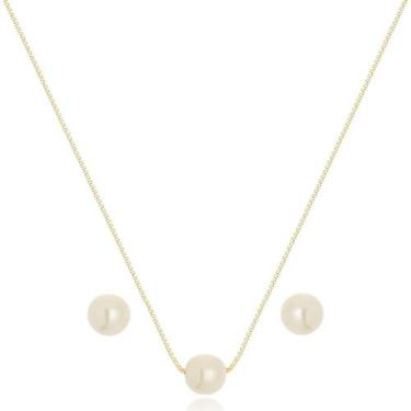 Imagem de Conjunto Pérola Banhado a Ouro 18k - Mariah Store Semijoias