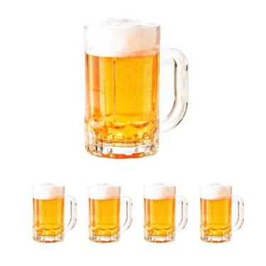 Imagem de 4 caneca de chopp cerveja bebida vidro grosso 400ml - Rio Tijucas