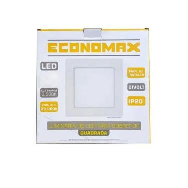Imagem de Painel Led 18W Economax Sobrepor Quadrado Branco Frio 6500k