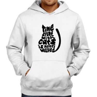 Imagem de Moletom Time spend with cats is never wasted - Foca na Moda, Branco, G