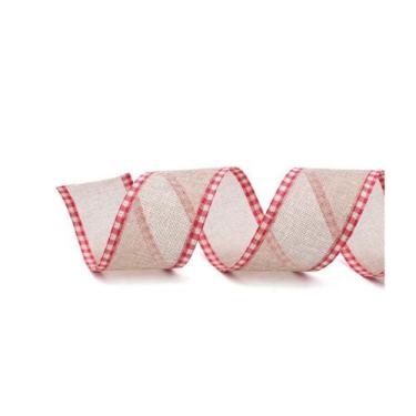 Imagem de Fita Borda Xadrez - Vermelho e Branco -  6,3 cm x 9,14 m - 1 unidade -