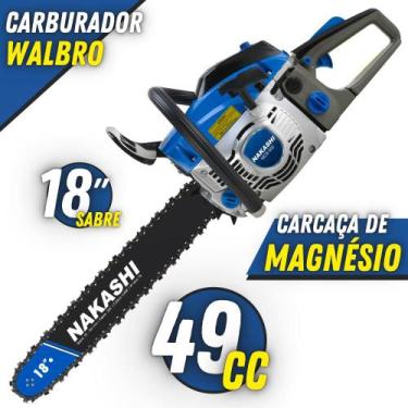 Imagem de Motosserra À Gasolina Nakashi NCS-500 49cc 2 Tempos Com Sistema Antivi
