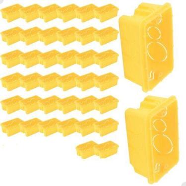 Imagem de Kit 40 Caixinha 4x2 Amarela De Luz Para Tomada E Interruptor Tramontin