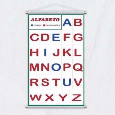 Imagem de Banner Didático Escolar Letras Alfabeto e Vogais 80x50cm - PlimShop