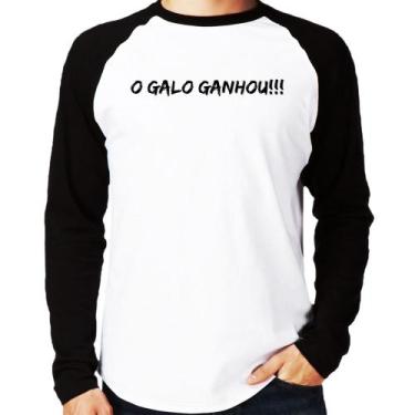 Imagem de Camiseta Raglan O GALO GANHOU!!! Manga Longa - Foca na Moda, Branco, P