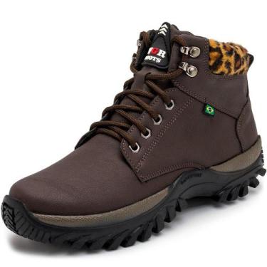 Imagem de Bota Coturno Casual HFAST Shoes Detalhe Onça com Sola Tratorada, Marro