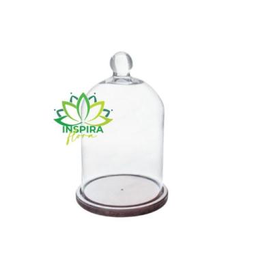 Imagem de Cúpula De Vidro Redoma Vidro Pequena Pp C/base Madeira Flor - Inspira 