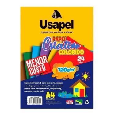Imagem de Bloco de Papel Criativo Colorido A4 8 Cores 120g/m² c/24 Folhas Usapel