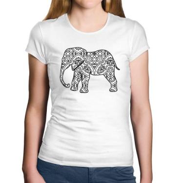 Imagem de Baby Look Algodão Elefante Mandala - Foca na Moda, Branco, G