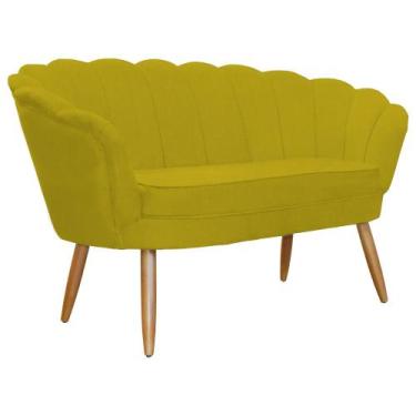 Imagem de Namoradeira Decorativa Pétala Sala de Estar Tecido Suede Amarelo Kimi 
