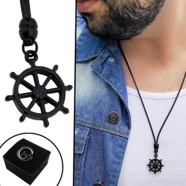 Imagem de Colar de Couro Ajustável Tradicional Timão All Black - GRANADO ACESSÓR