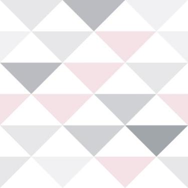 Imagem de Papel De Parede Adesivo Cinza Rosa Triangulo 10m - Criptonita, 5 Metro