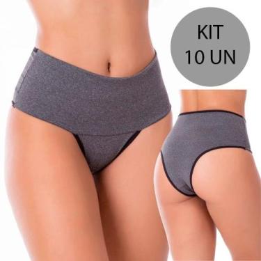 Imagem de Kit 10 Calcinhas Fitness Cós Alto Duplo Cintura Alta Atacado - All Fri