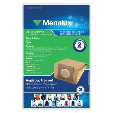 Imagem de Kit 3 Sacos Descartáveis Menalux para Aspirador de Pó (SIM01)