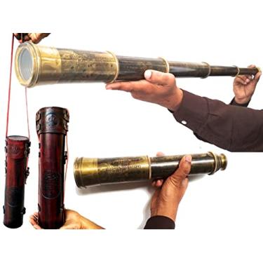 Imagem de Rare Brass Telescope East India Company 1818 Tracker Spyglass Scope Replica Antique 81 cm Grande Vintage Lembrança com Estojo de Couro costurado à mão