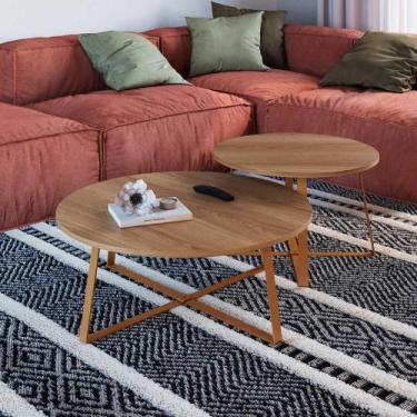 Imagem de Kit Com 2 Mesas de Centro Para Sala Com Estrutura em Aço - Artesano SE