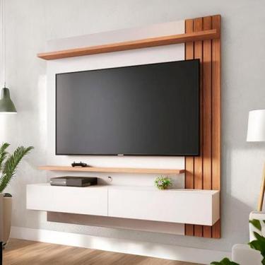 Imagem de Painel de TV até 65 Polegadas Mont 2 PT Off White e Freijó - Mobly