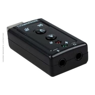 Imagem de Adaptador de Áudio MD9, USB 2.0 Para Fone e Microfone, 7.1, 3D, Preto 