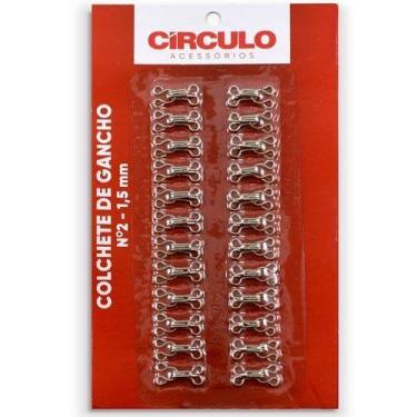 Imagem de Colchete de Gancho Nº 02 com 24 Unidades - Círculo, 10 - PRATA