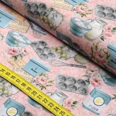 Imagem de Tecido Estampado Para Patchwork - Cozinha da Vovó : Receita com Ovos (