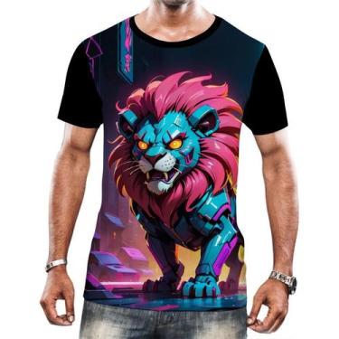 Imagem de Camiseta Camisa Tshirt Animais Cyberpunk Leão Rei da Selva 3 - Enjoy S