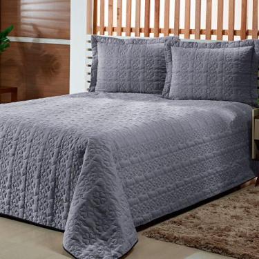 Imagem de Cobre Leito Colcha Casal Queen Austria Matelado a Linha Flores 03 Peça