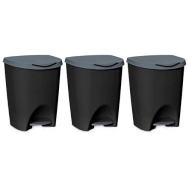 Imagem de Kit 03 Lixeiras Cozinha Banheiro Escritório C/ Pedal 7,5L - Usual Util