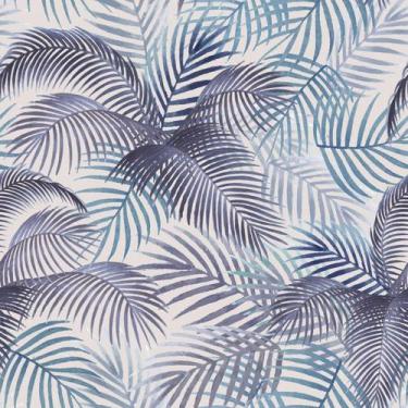 Imagem de Papel De Parede Adesivo Lavável Folhas de Palmeira Tons Roxo Azul Quar