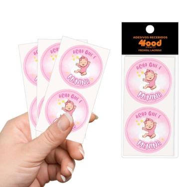 Imagem de 50 Etiquetas Adesivas  Chá Revelação Menina  Adesivos Recebidos  4Cm -
