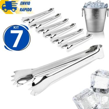 Imagem de Kit 7 Pegador de Gelo em Inox 18,5Cm Alta Qualidade Para Drinks Barman