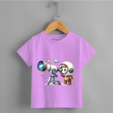 Imagem de Camiseta Infantil Menino Blusa Astronauta e telescópio 100% Algodão - 